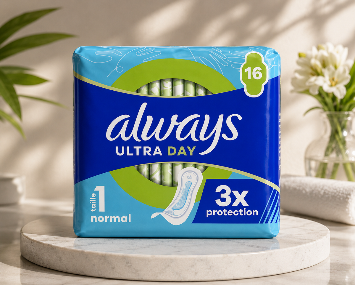 Always Ultra Day sur plan de marbre