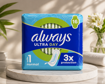 Always Ultra Day sur plan de marbre