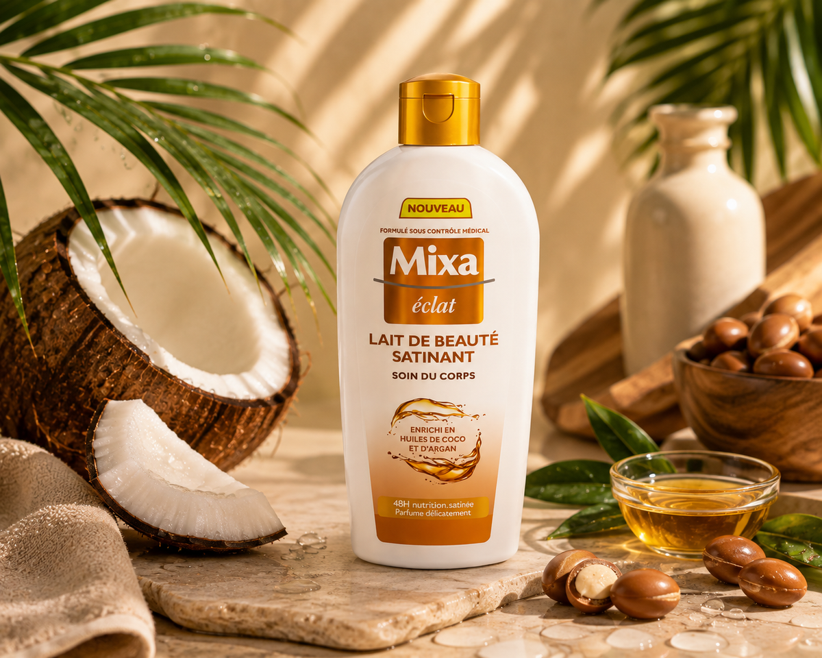 Mixa Eclat Lait de Beauté Satinant - ingrédients coco et argan