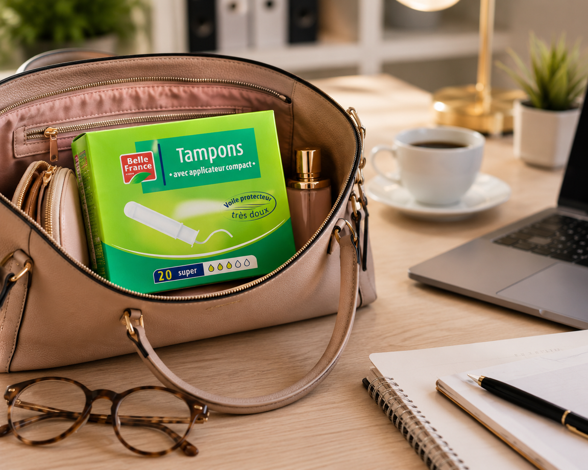 Belle France Tampon Applicateur compact vert - dans le sac au bureau